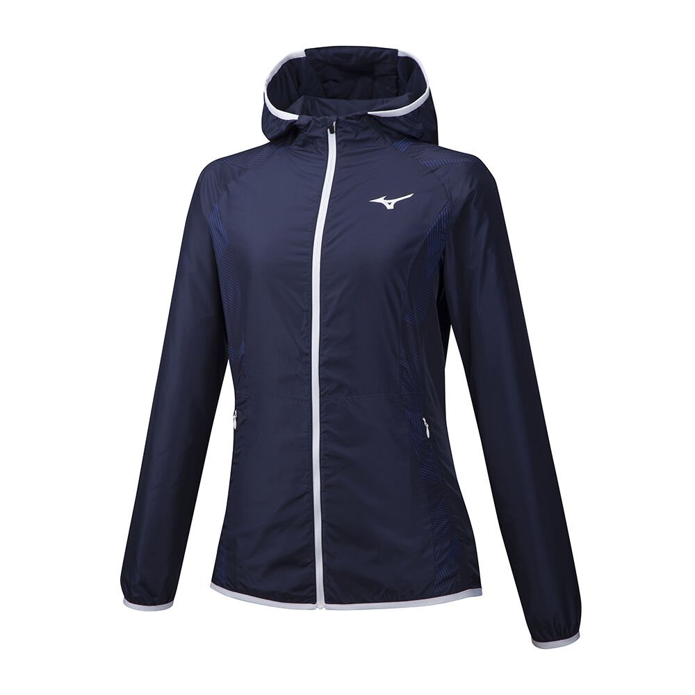 Women's Mizuno Tennis Jacket Peacock Printed Hoody Apparel - K2GE971012